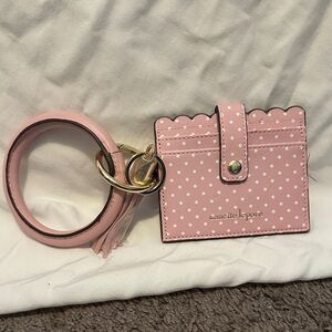 Nanette Lepore Pink Polka Dot Keychain Card Holder